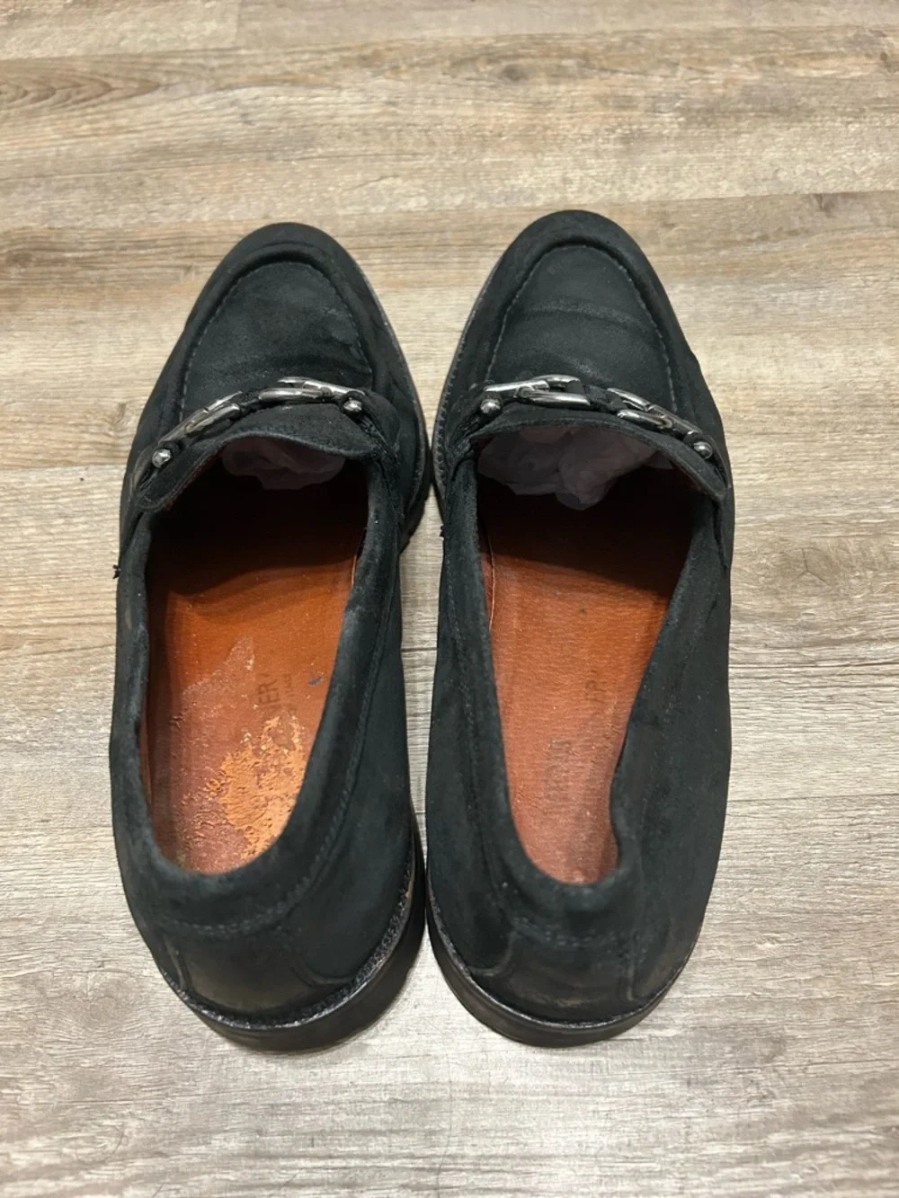 Donald J. Pliner Men’s Size 10.5 Black Suede Horse Bit Loafers Lug Sole‎ Shoes